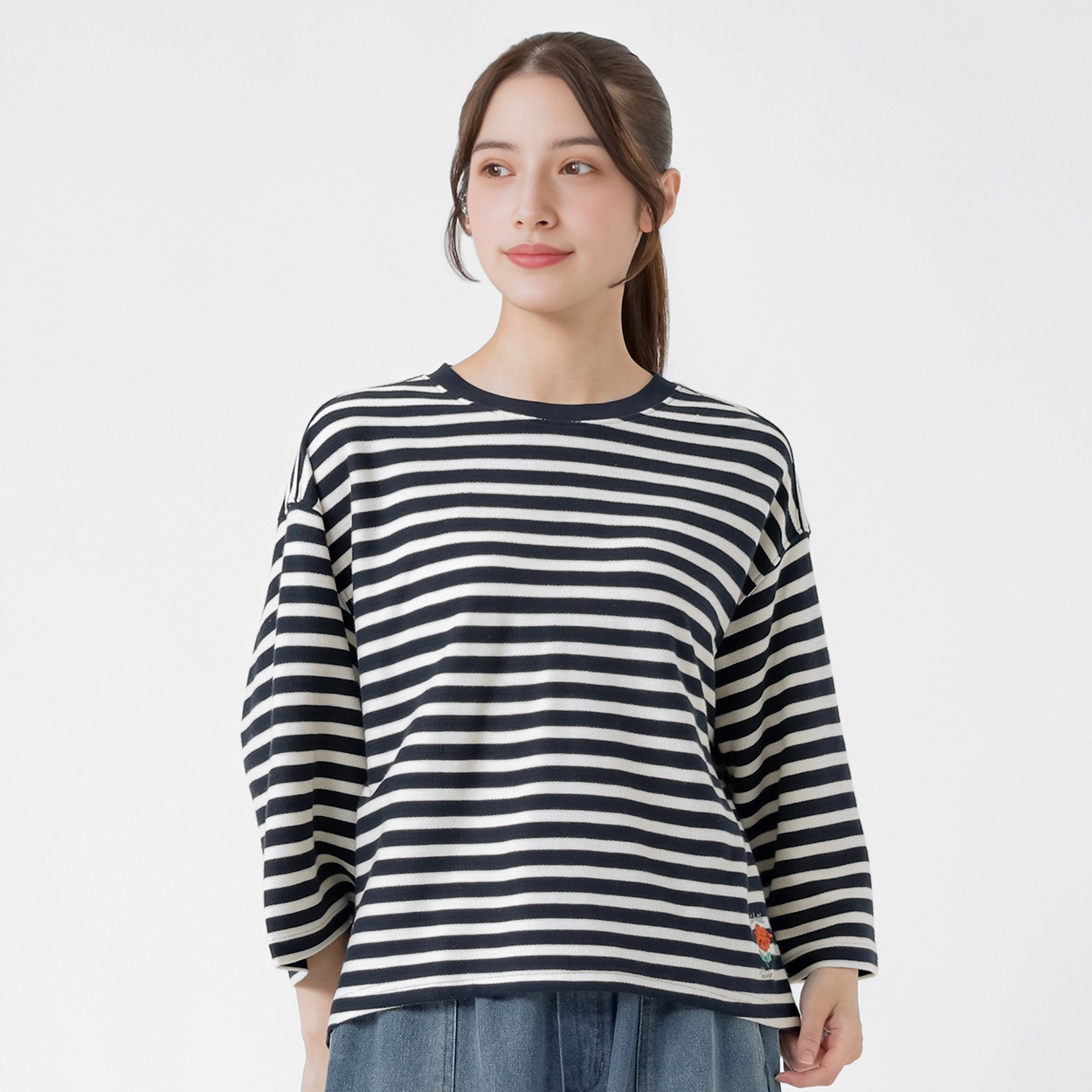 ヘリンボン刺繍プルオーバー オーガニック綿混 レディス SELF+SERVICE(セルフ＋サービス) MRCT263145010(コイアオ-L)