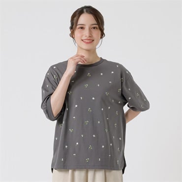 小花刺繍プルオーバー レディス SELF+SERVICE(セルフ＋サービス) CP-424777-SS(チャコ－ルグレ－-M)