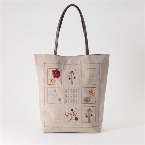 パネル刺繍ピーチトート レディス SELF+SERVICE(セルフ＋サービス) BG08-19419-Y