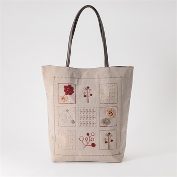 パネル刺繍ピーチトート レディス SELF+SERVICE(セルフ＋サービス) BG08-19419-Y(ウスチャ-ﾌﾘｰ)