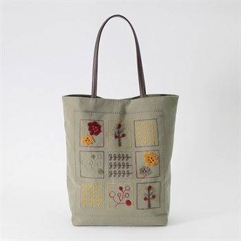 パネル刺繍ピーチトート レディス SELF+SERVICE(セルフ＋サービス) BG08-19419-Y(コイミドリ-ﾌﾘｰ)