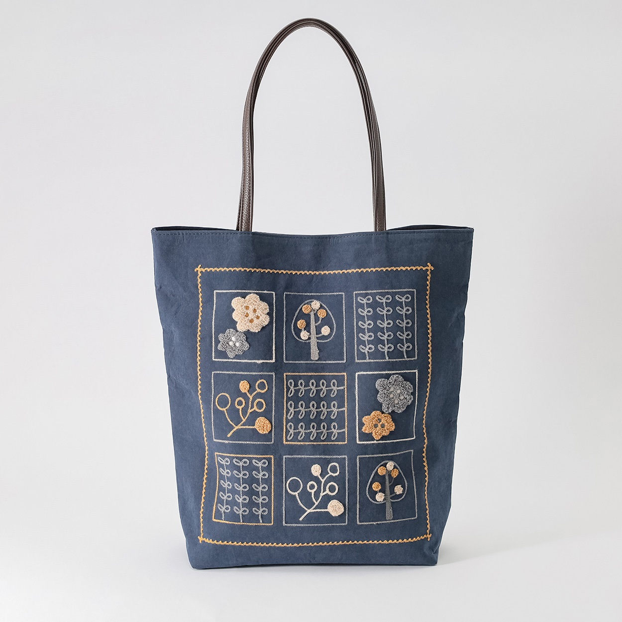 パネル刺繍ピーチトート レディス SELF+SERVICE(セルフ＋サービス) BG08-19419-Y(コイアオ-ﾌﾘｰ)