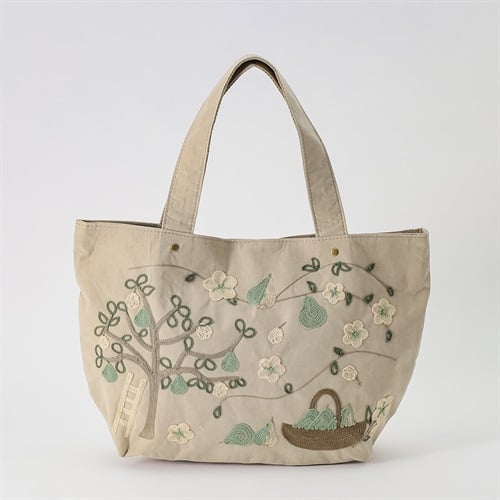 フルーツ刺繍ピーチトート レディス SELF+SERVICE(セルフ＋サービス) BG09-19420-Y(ウスチャ-ﾌﾘｰ)