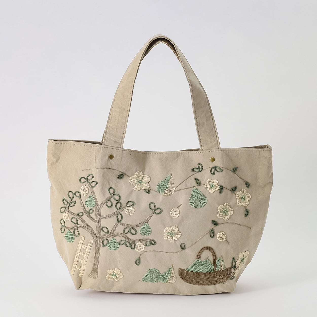 フルーツ刺繍ピーチトート レディス SELF+SERVICE(セルフ＋サービス) BG09-19420-Y(ウスチャ-ﾌﾘｰ)