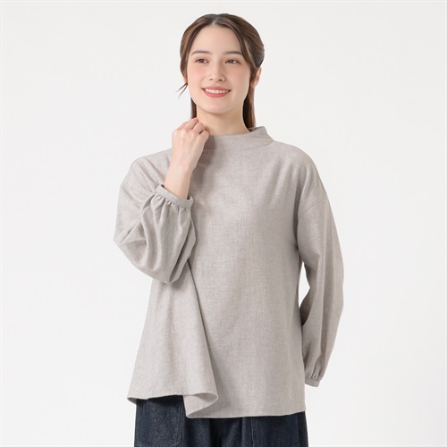 オーガニック綿糸 ボトルネックブラウス レディス SELF+SERVICE(セルフ＋サービス) PLS-71274-SS(ウスグレー-M)