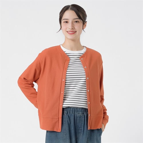 鹿の子ドットボタンカーデ リサイクルポリエステル使用 レディス SELF+SERVICE(セルフ＋サービス) MRCT263145011(ダイダイ-M)
