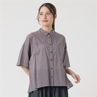5分袖前開きシャツ オーガニック綿入 レディス SELF+SERVICE(セルフ＋サービス) HC261146-SS(Ａムラサキ-M)