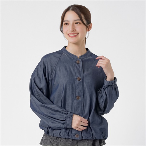シアーデニムブルゾン オーガニック綿入 レディス SELF+SERVICE(セルフ＋サービス) CP323568-SS(コイアオ-M)