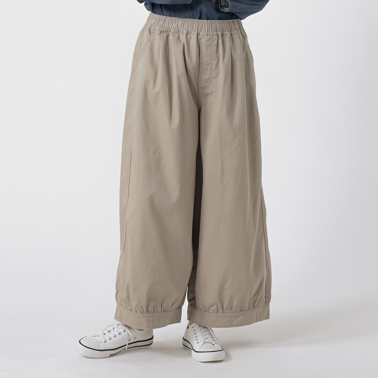 カラーツイルランタンパンツ オーガニック綿入 レディス SELF+SERVICE(セルフ＋サービス) CP323579-SS(Ａウスクロ-L)