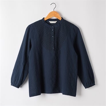 楊柳レース使いブラウス オーガニックコットン入 レディス SELF+SERVICE(セルフ＋サービス) GL1266520-SS(Ａコイアオ-M)