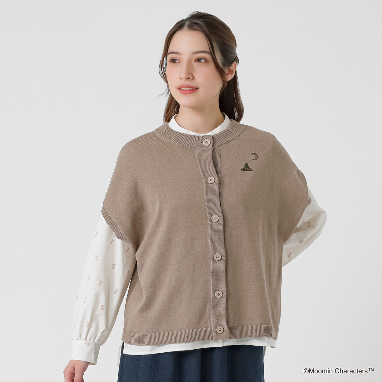 ムーミン刺繍ベスト オーガニックコットン入 レディス SELF+SERVICE(セルフ＋サービス) GL1266513-SS(ウスチャ-XL)