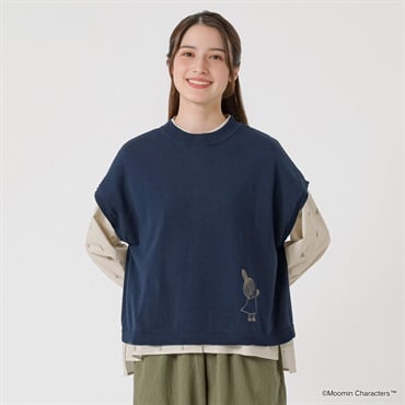 ムーミン刺繍ベスト オーガニックコットン入 レディス SELF+SERVICE(セルフ＋サービス) GL1266513-SS(Ａコイアオ-M)