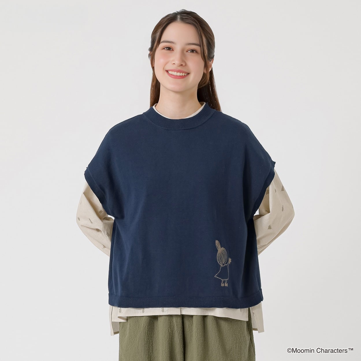 ムーミン刺繍ベスト オーガニックコットン入 レディス SELF+SERVICE(セルフ＋サービス) GL1266513-SS(Ａコイアオ-L)