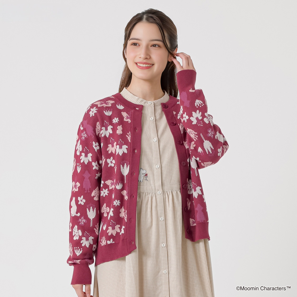 ムーミンジャカードカーディガン オーガニックコットン入 レディス SELF+SERVICE(セルフ＋サービス) GL1266514-SS(コイアカ-XL)
