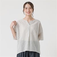 前タックTブラウス オーガニック綿入 レディス SELF+SERVICE(セルフ＋サービス) HC261145-SS(Ａウスクロ-M)