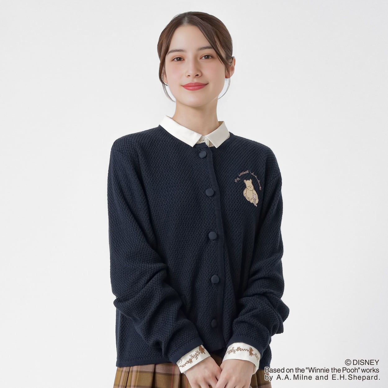 Disney くまのプーさん / 刺繍入カーディガン オーガニックコットン入 レディス SELF+SERVICE(セルフ＋サービス) GL1266500-SS(Ａコイアオ-M)