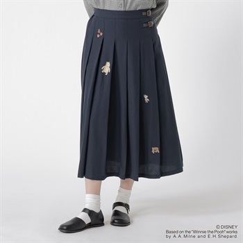 Disney くまのプーさん / 刺繍入スカート オーガニックコットン入 レディス SELF+SERVICE(セルフ＋サービス) GL1266502-SS(Ａコイアオ-M)
