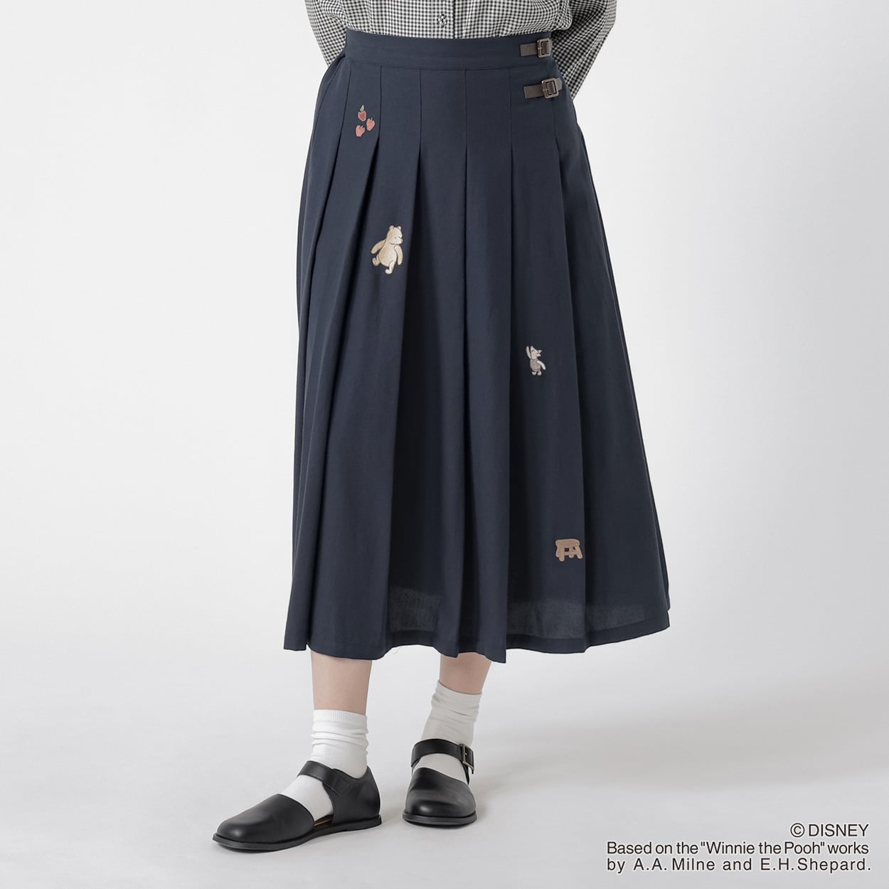 Disney くまのプーさん / 刺繍入スカート オーガニックコットン入 レディス SELF+SERVICE(セルフ＋サービス) GL1266502-SS(Ａコイアオ-L)
