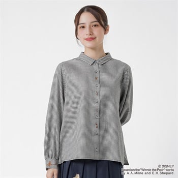 Disney くまのプーさん / 刺繍入シャツ オーガニックコットン入 レディス SELF+SERVICE(セルフ＋サービス) GL1266503-SS(チャコ－ルグレ－-M)