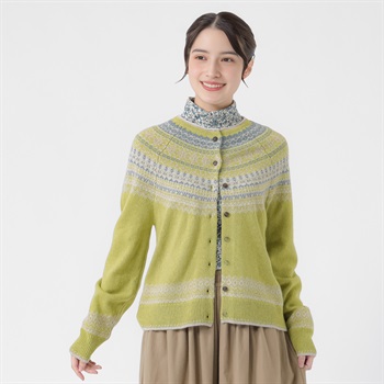 ラム混求心柄カーディガン 再生ポリエステル使用 レディス SELF+SERVICE(セルフ＋サービス) CP697510-SS(ウスミドリ-M)