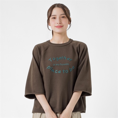 半端袖ロゴニット レディス SELF+SERVICE(セルフ＋サービス) CP697522-SS(チャ-M)