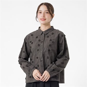 EXPAND オーガニック綿入刺繍ブラウス レディス SELF+SERVICE(セルフ＋サービス) CL0137-SS(チャコ－ルグレ－-M)