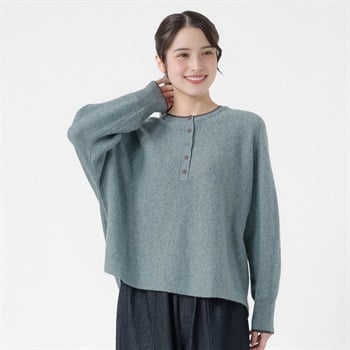 ラム混ヘンリードルマンニット レディス SELF+SERVICE(セルフ＋サービス) CP697507-SS(ウスアオ-M)