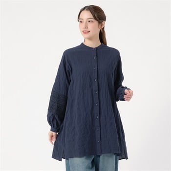 楊柳袖レースチュニック オーガニックコットン入 レディス SELF+SERVICE(セルフ＋サービス) GL1266536-SS(Ａコイアオ-M)