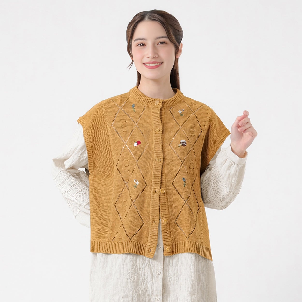 刺繍入ニットベスト レディス SELF+SERVICE(セルフ＋サービス