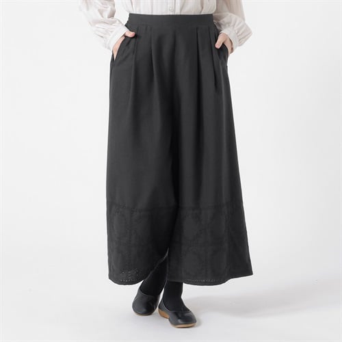 EXPAND 裾スクエア刺繍ワイドパンツ レディス SELF+SERVICE(セルフ＋サービス) CP323591-SS(チャコ－ルグレ－-M)
