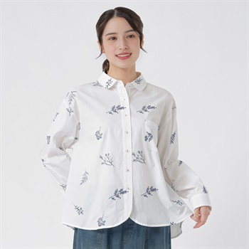 リサイクル綿入 ボタニカル総刺繍シャツ レディス SELF+SERVICE(セルフ＋サービス) SP26AW-TA01(シロ-M)