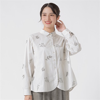 リサイクル綿入 ボタニカル総刺繍シャツ レディス SELF+SERVICE(セルフ＋サービス) SP26AW-TA01(Ａウスクロ-M)