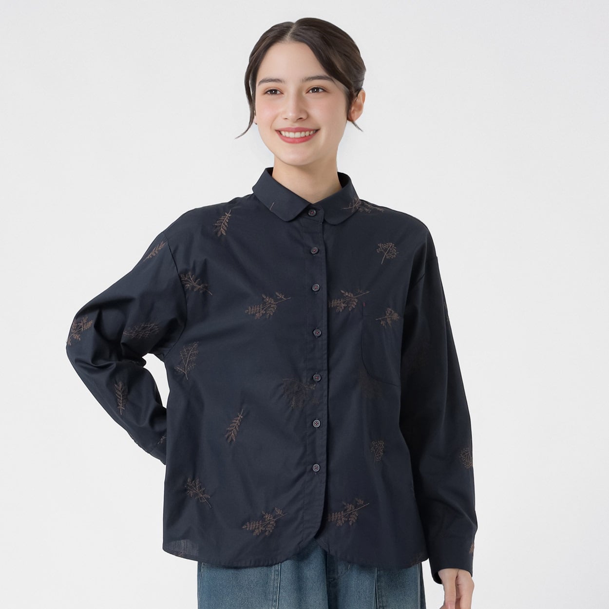 リサイクル綿入 ボタニカル総刺繍シャツ レディス SELF+SERVICE(セルフ