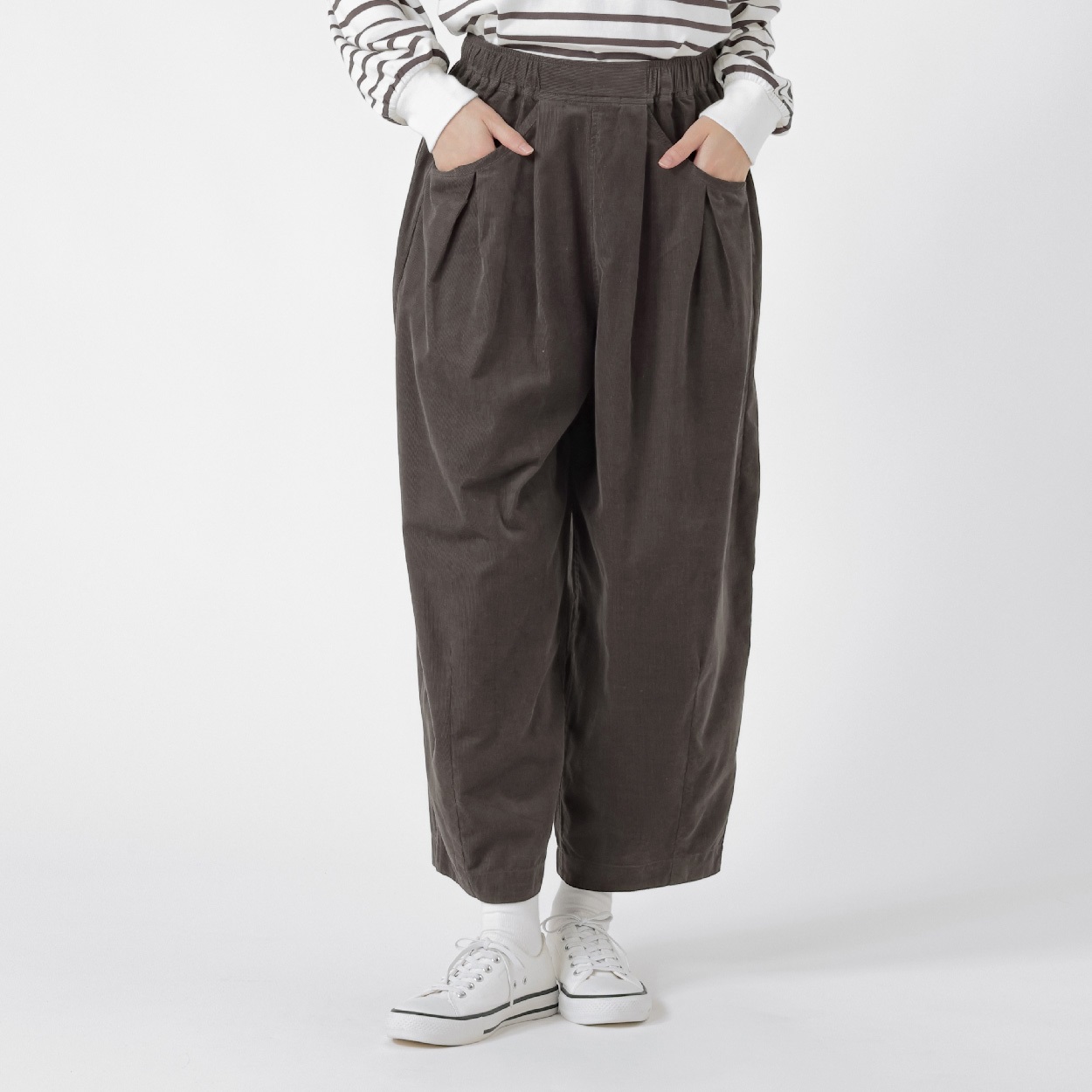 細コールタックポケットパンツ レディス SELF+SERVICE(セルフ＋サービス) SP26AW-TA02(チャコ－ルグレ－-L)