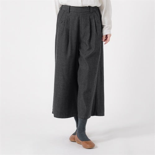 再生ポリ入 ワイドクロプトパンツ レディス SELF+SERVICE(セルフ＋サービス) TK526504-SS(チャコ－ルグレ－-S)