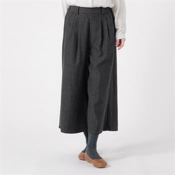 再生ポリ入 ワイドクロプトパンツ レディス SELF+SERVICE(セルフ＋サービス) TK526504-SS(チャコ－ルグレ－-S)