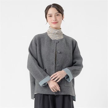 Wフェイスコーディガン 再生ポリエステル使用 レディス SELF+SERVICE(セルフ＋サービス) CP697519-SS(チャコ－ルグレ－-M)
