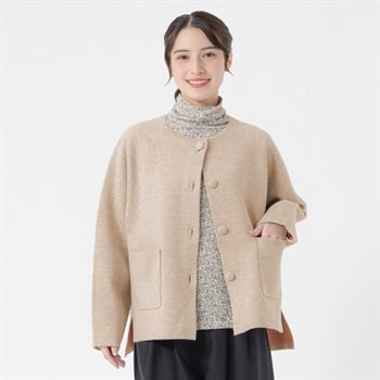 Wフェイスコーディガン 再生ポリエステル使用 レディス SELF+SERVICE(セルフ＋サービス) CP697519-SS(ウスチャ-M)