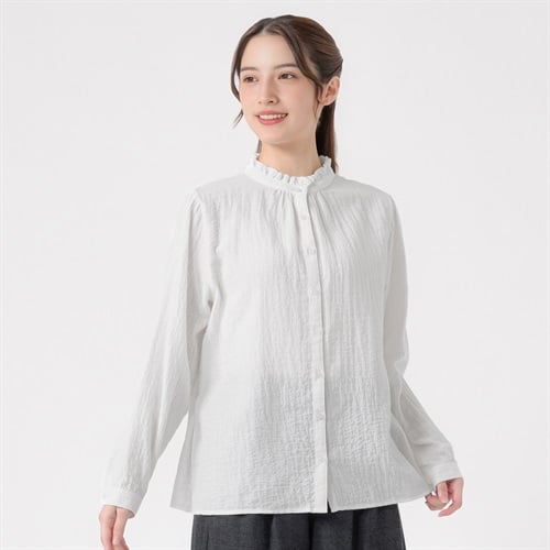 エリフリル微起毛オーガニック綿入シャツ レディス SELF+SERVICE(セルフ＋サービス) ONP6016713-SS(キナリ-M)