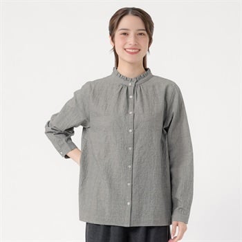 エリフリル微起毛オーガニック綿入シャツ レディス SELF+SERVICE(セルフ＋サービス) ONP6016713-SS(チャコ－ルグレ－-M)