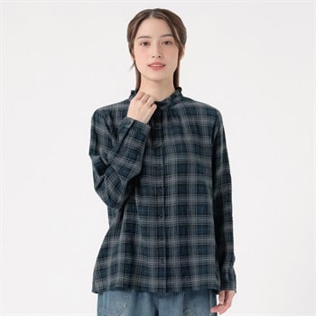 エリフリル微起毛オーガニック綿入シャツ レディス SELF+SERVICE(セルフ＋サービス) ONP6016713-SS(コイアオ-M)