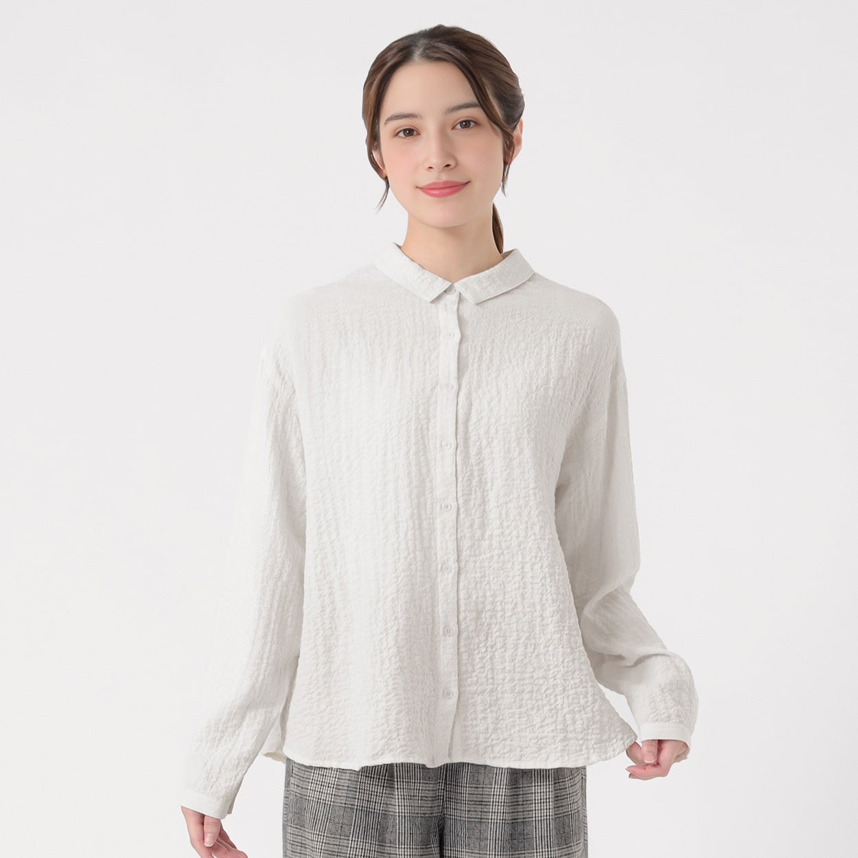 オーガニック綿入微起毛チビエリシャツ レディス SELF+SERVICE(セルフ＋サービス) ONP6016714-SS(キナリ-XL)