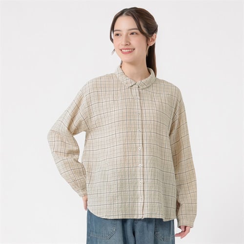 オーガニック綿入微起毛チビエリシャツ レディス SELF+SERVICE(セルフ＋サービス) ONP6016714-SS(ウスチャ-M)
