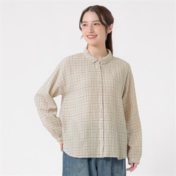 オーガニック綿入微起毛チビエリシャツ レディス SELF+SERVICE(セルフ＋サービス) ONP6016714-SS(ウスチャ-M)