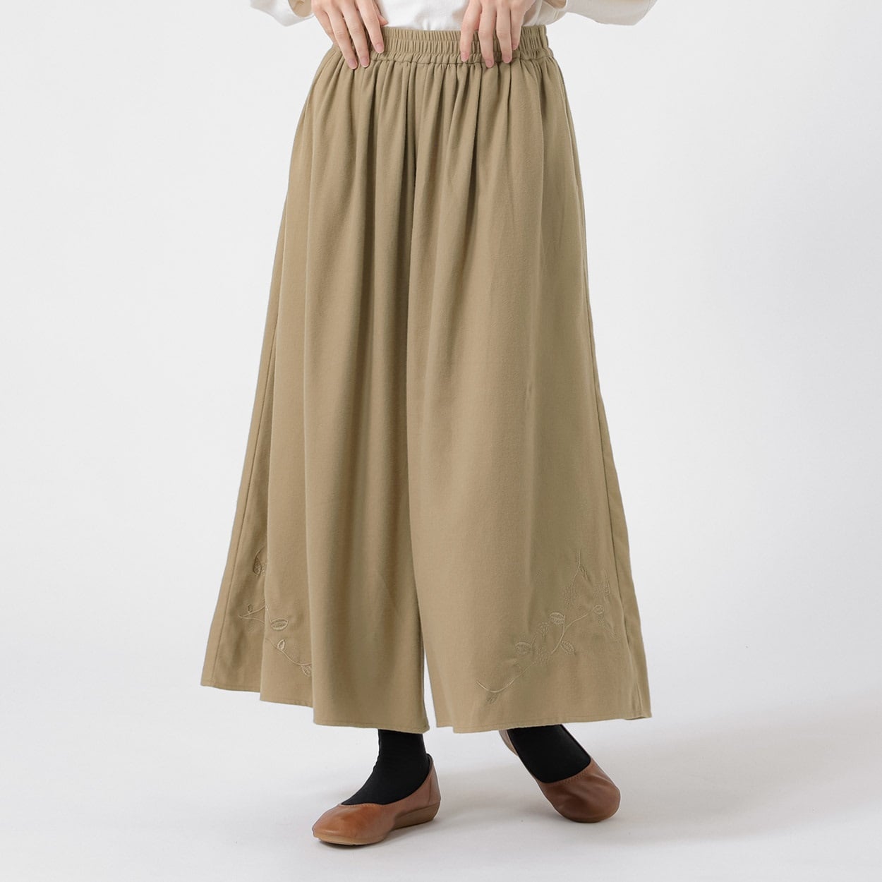 kippis 裾刺繍スカーチョ レディス SELF+SERVICE(セルフ＋サービス) YG2609IS06-SS(チャ-L)