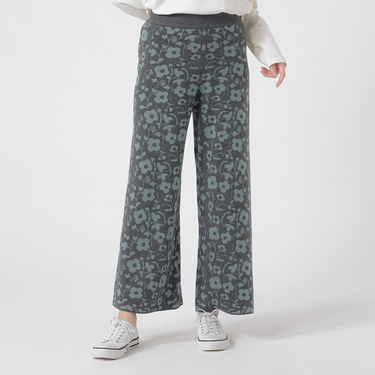 kippis ニット総柄パンツ レディス SELF+SERVICE(セルフ＋サービス) YG2609IS07-SS(チャコ－ルグレ－-L)