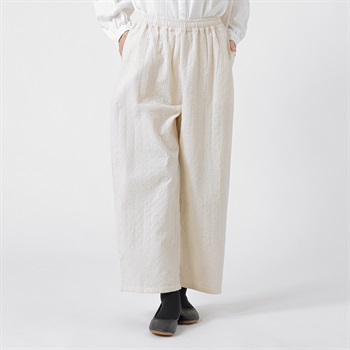 EXPAND オーガニック綿入 細コール刺繍パンツ レディス SELF+SERVICE(セルフ＋サービス) CL0115-SS(アイボリー-M)