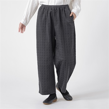 EXPAND オーガニック綿入 細コール刺繍パンツ レディス SELF+SERVICE(セルフ＋サービス) CL0115-SS(チャコ－ルグレ－-M)