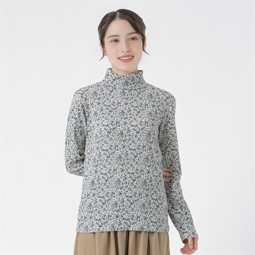 オーガニック綿混 プリントタートルTシャツ レディス SELF+SERVICE(セルフ＋サービス) P29103-SS(アオ-M)