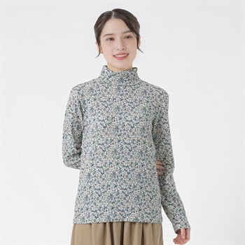 オーガニック綿混 プリントタートルTシャツ レディス SELF+SERVICE(セルフ＋サービス) P29103-SS(アオ-M)